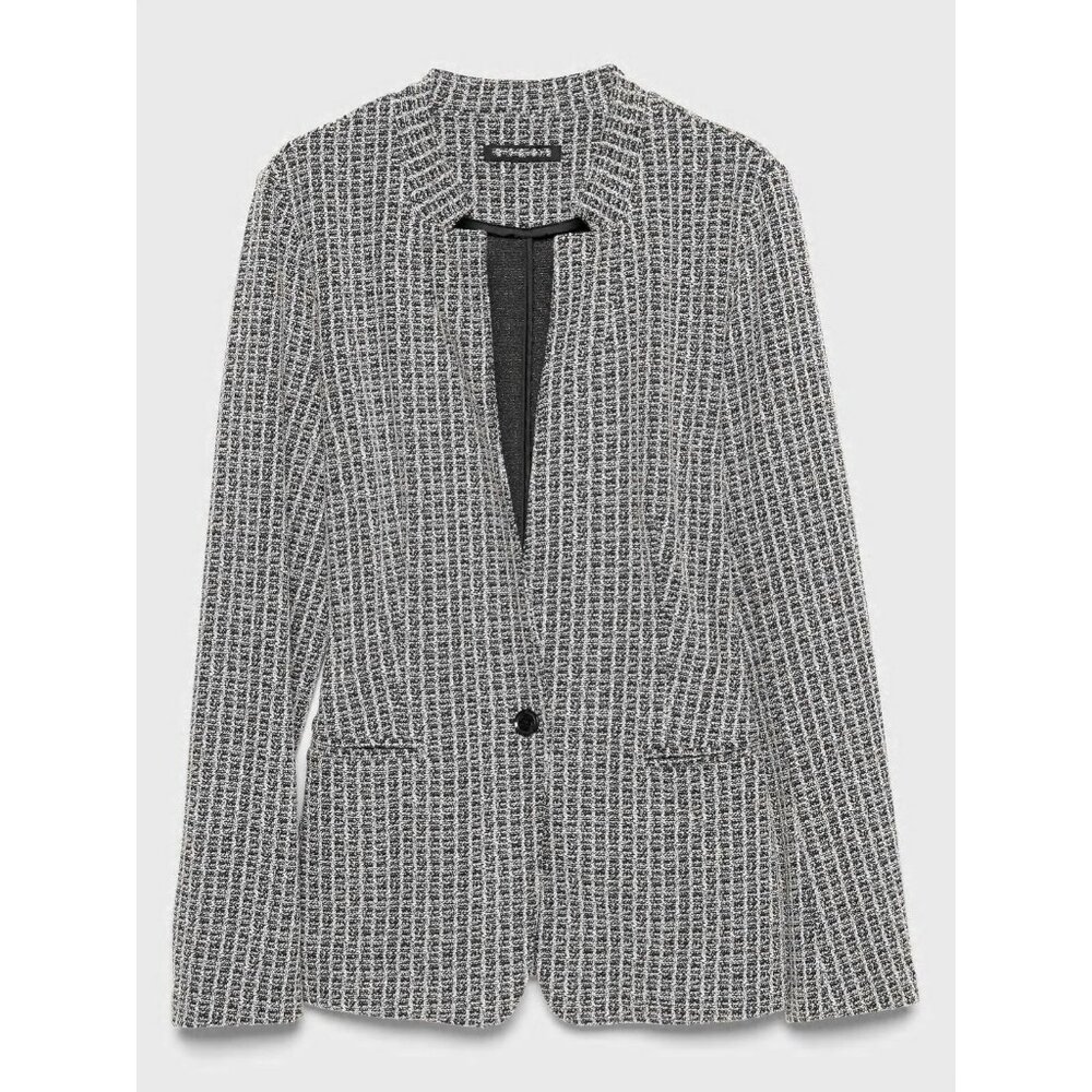 BANANA REPUBLIC Brushed Fabric One Button Patterned Blazer Black/White Women's L
